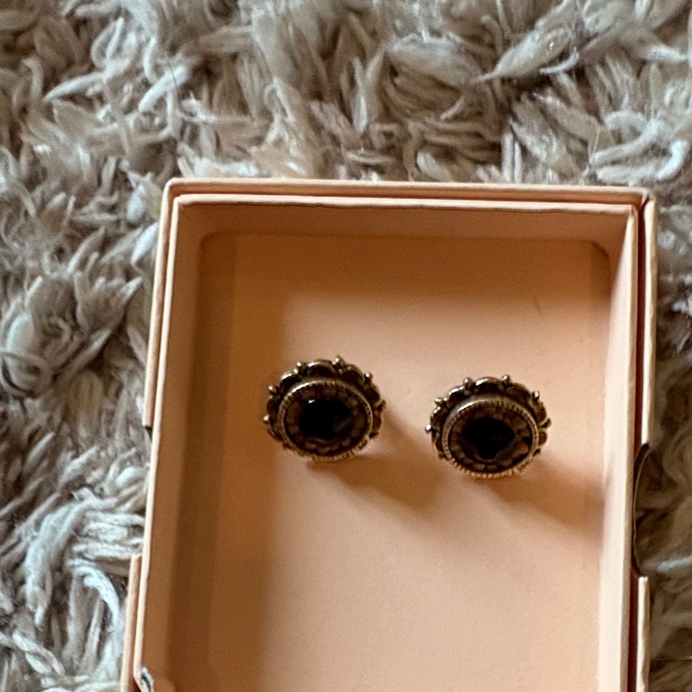 Mustard Seed Black and Gold Stud Earrings
